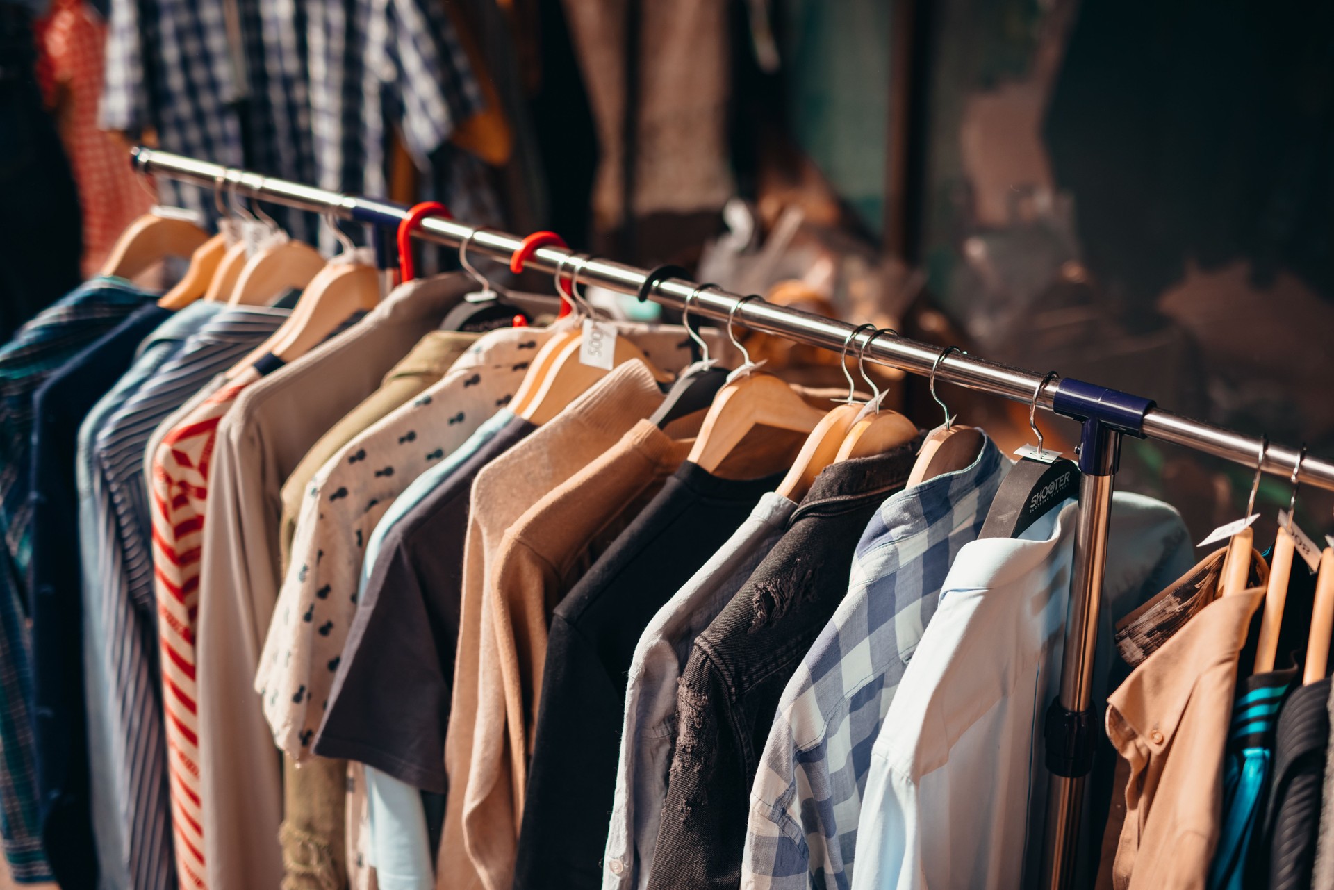 Sustainable clothes hanging on a rack, promoting ethical and eco-friendly fashion